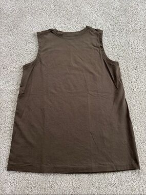 LULULEMON Brown Cotton Highneck Relaxed Fit Muscle Tank Top 4/XS